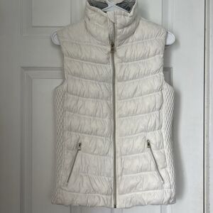 Women's Calvin Klein White/Beige Puffer Vest Medium Fall Winter Braided Side